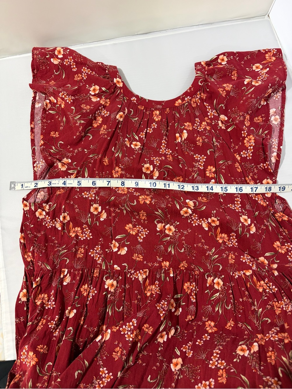 Old Navy Burgundy Floral V‑Neck Mini Dress - Picture 6 of 7
